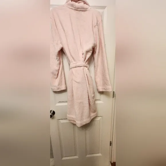 Calvin Klein Sleepwear Pink Soft Plush Logo Classic Belted Waist Robe Size M/L