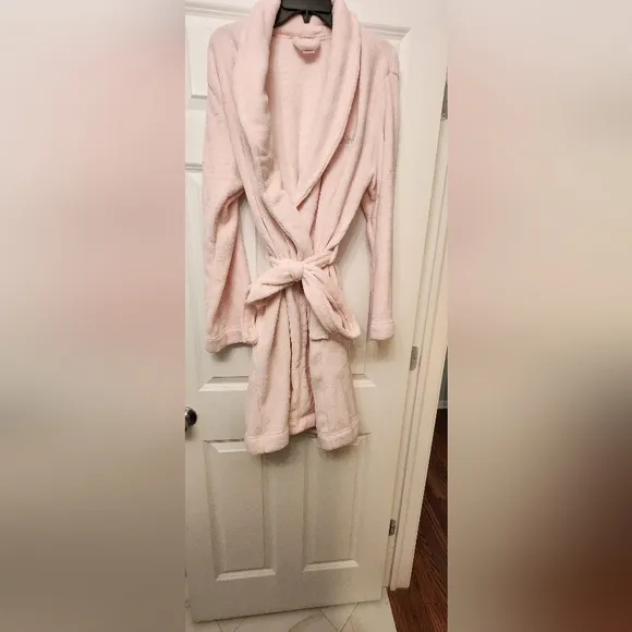 Calvin Klein Sleepwear Pink Soft Plush Logo Classic Belted Waist Robe Size M/L