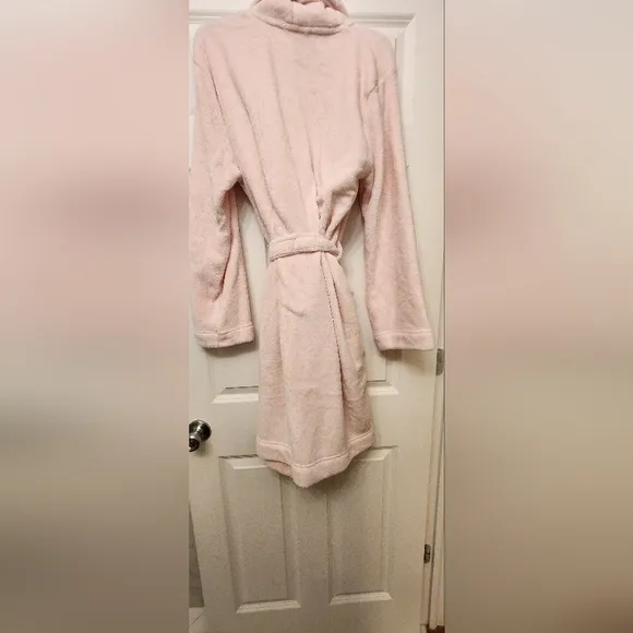 Calvin Klein Sleepwear Pink Soft Plush Logo Classic Belted Waist Robe Size M/L