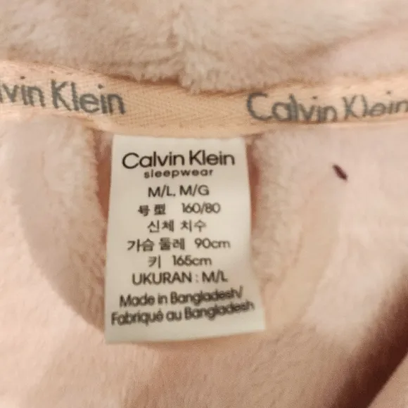 Calvin Klein Sleepwear Pink Soft Plush Logo Classic Belted Waist Robe Size M/L