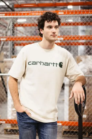 Carhartt Loose Fit Heavyweight Logo Graphic T-Shirt for Men in Oat Mlik | K195-A16-OAT