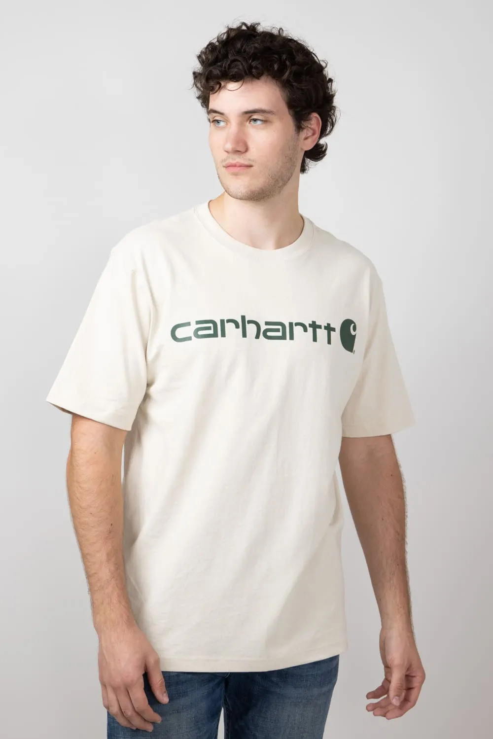 Carhartt Loose Fit Heavyweight Logo Graphic T-Shirt for Men in Oat Mlik | K195-A16-OAT