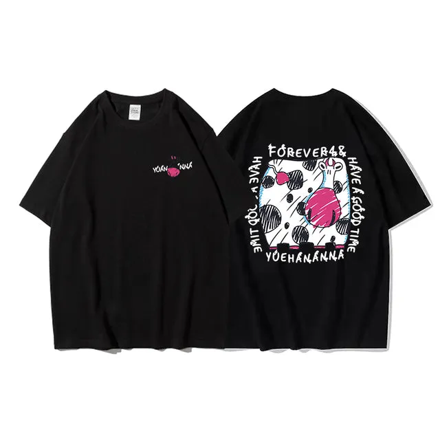 Cat Cartoon Graphic - K-Pop Inspired Streetwear!