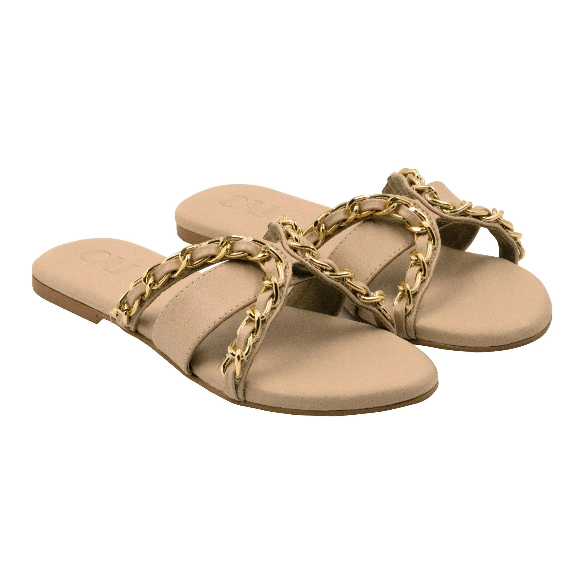 Chained in Beige Flats