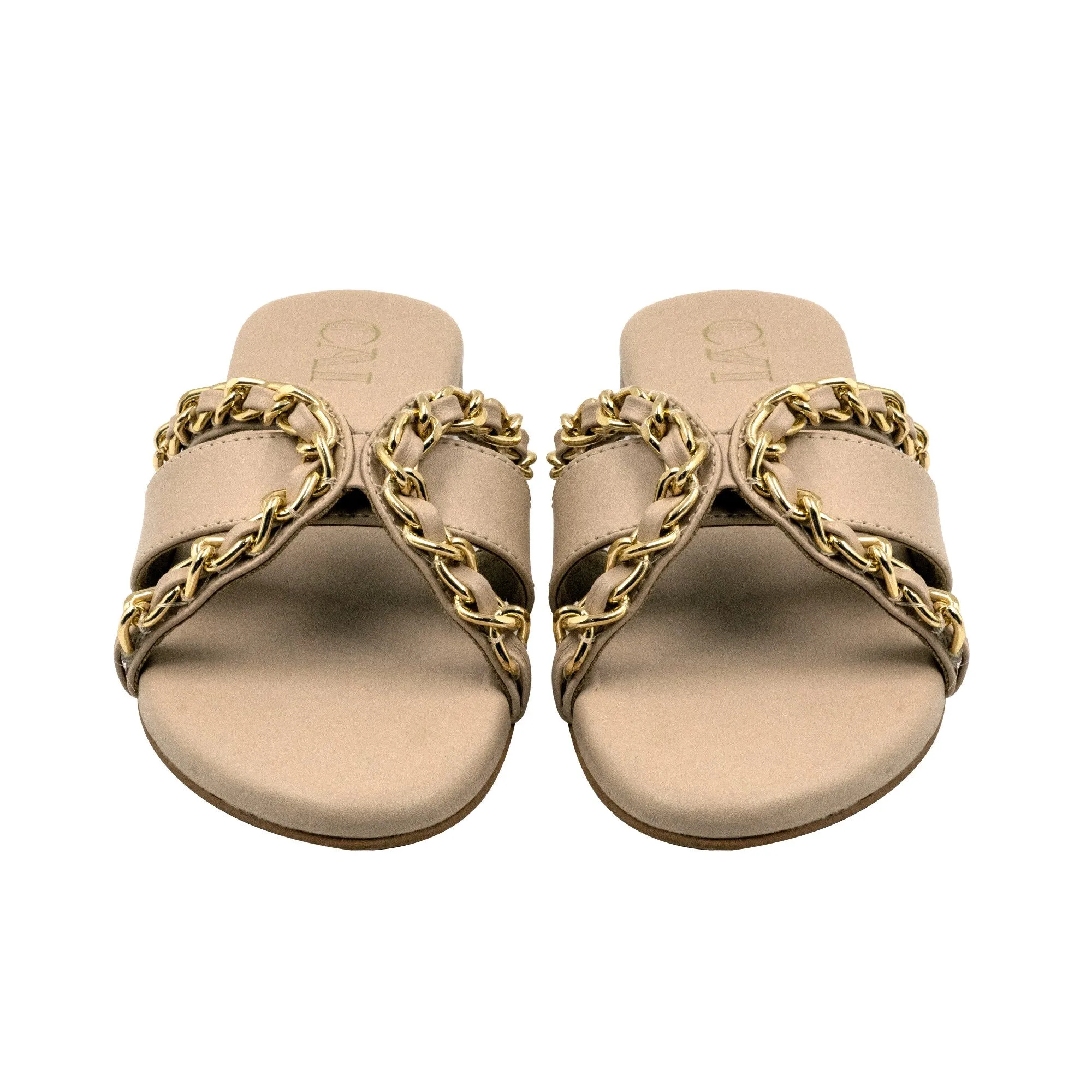 Chained in Beige Flats