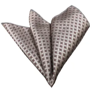 Champagne Check Mens Pocket Square - Premium Silk Handkerchiefs for Suits