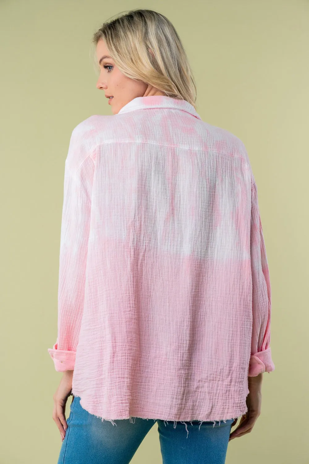 Chandra Full Size Long Sleeve Tie Dye Shirt