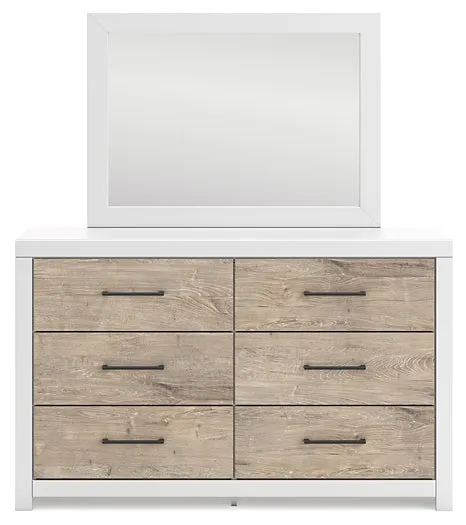Charbitt King Panel Bed with Mirrored Dresser, Chest and 2 Nightstands