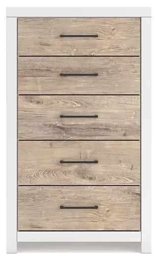 Charbitt King Panel Bed with Mirrored Dresser, Chest and 2 Nightstands