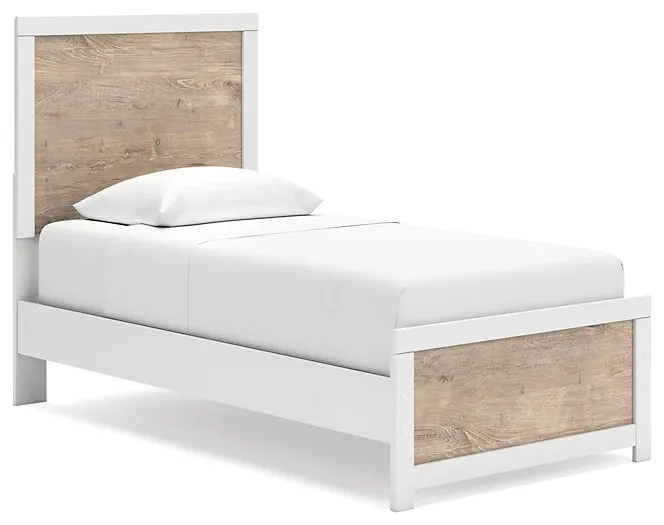 Charbitt Twin Panel Bed with Mirrored Dresser and 2 Nightstands
