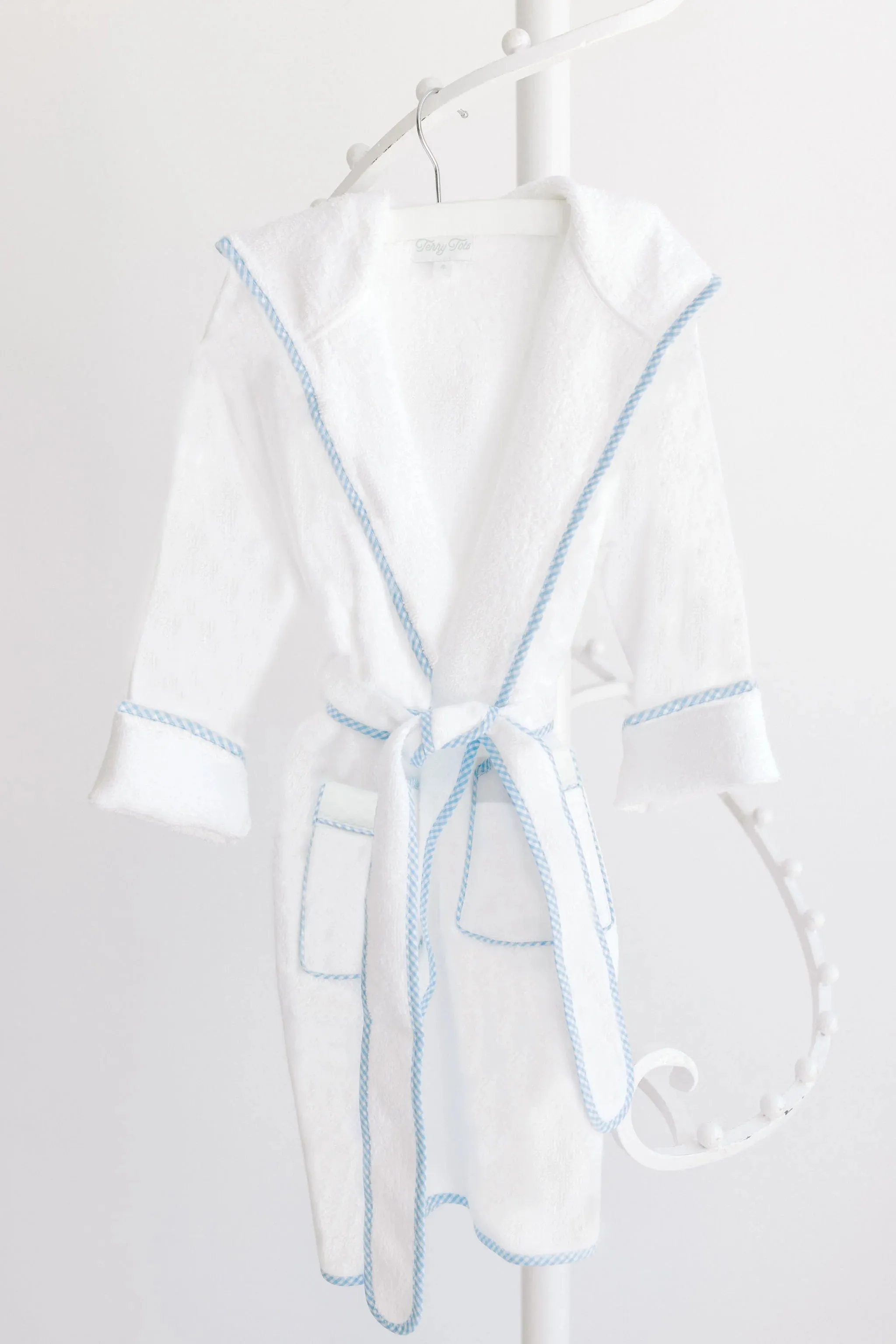 Children's Blue Gingham Trim Bath Robe