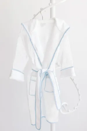 Children's Blue Gingham Trim Bath Robe