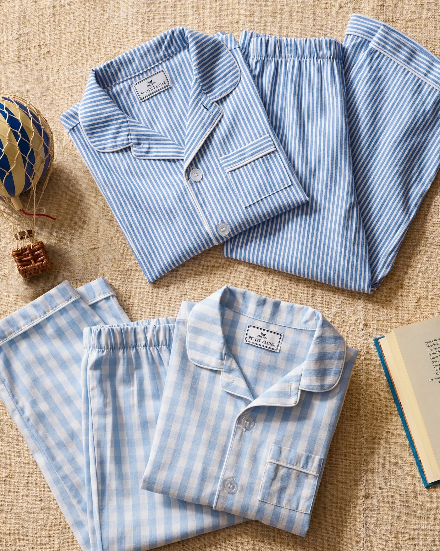 Children's French Blue Seersucker Twill Pajama Set