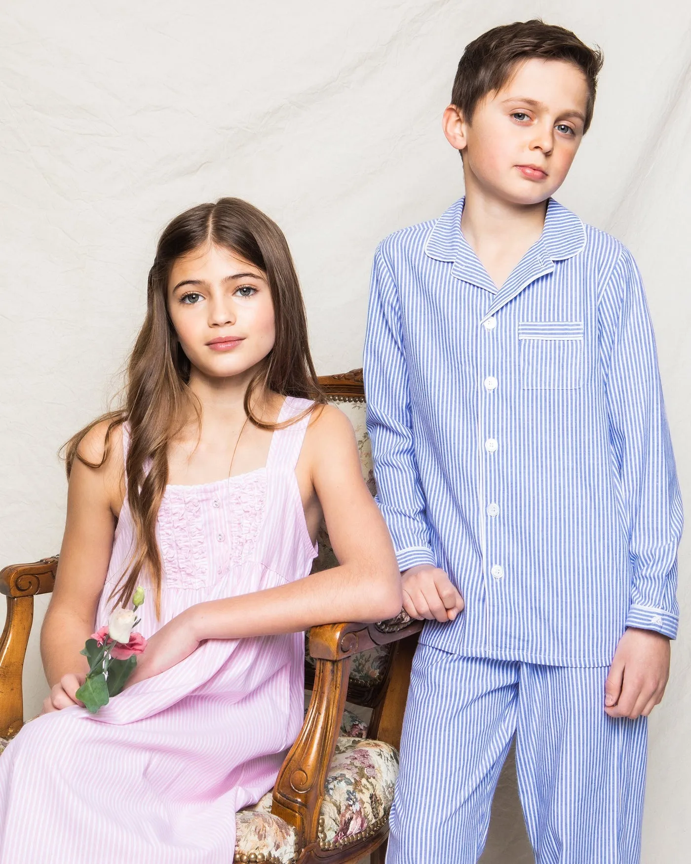 Children's French Blue Seersucker Twill Pajama Set