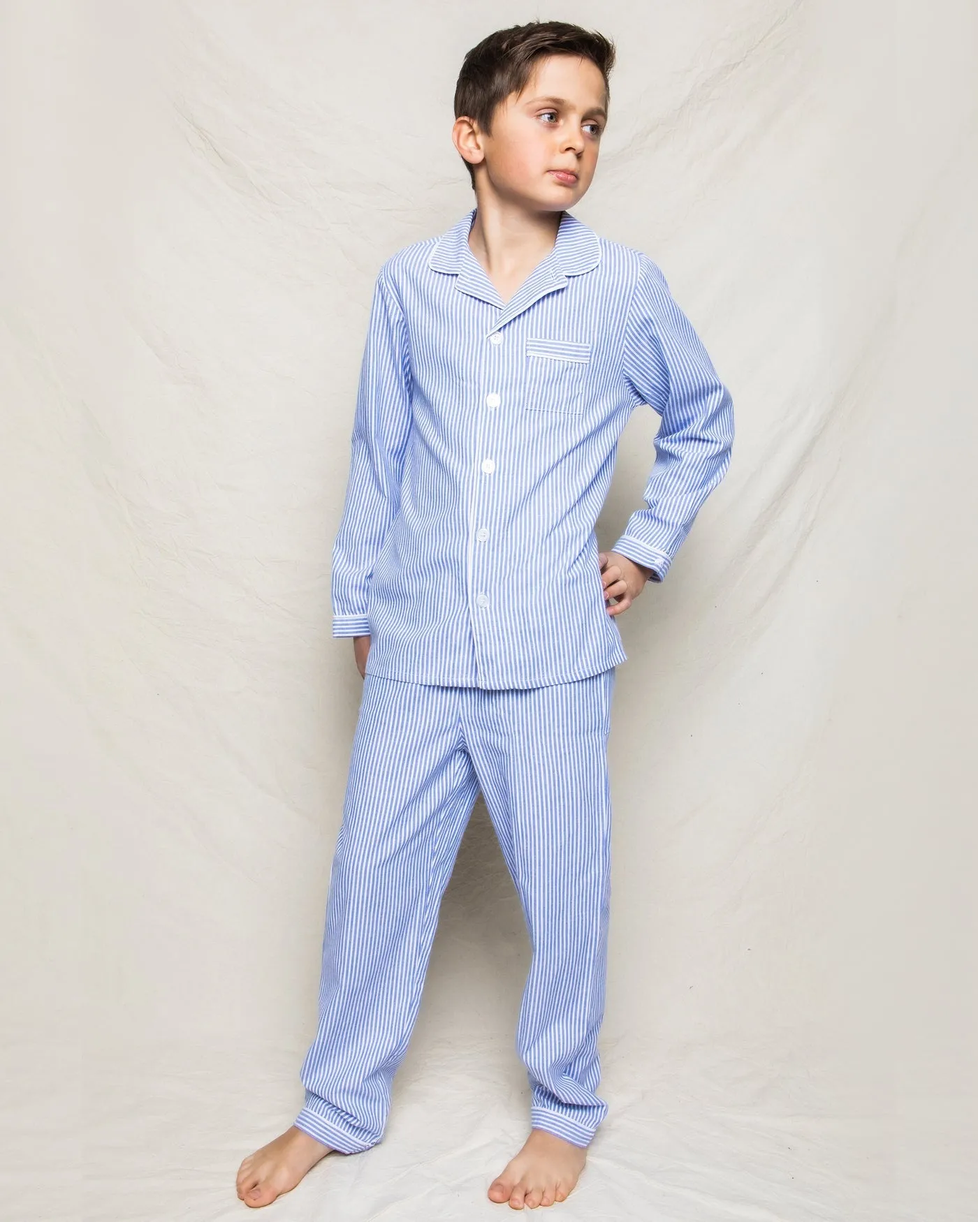 Children's French Blue Seersucker Twill Pajama Set