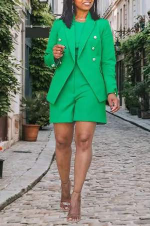 Classic Double Breasted Blazer & Shorts Set