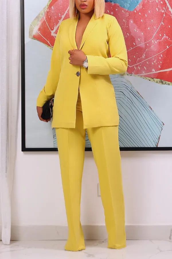 Classic Lapel Collar Blazer & Pants Suit