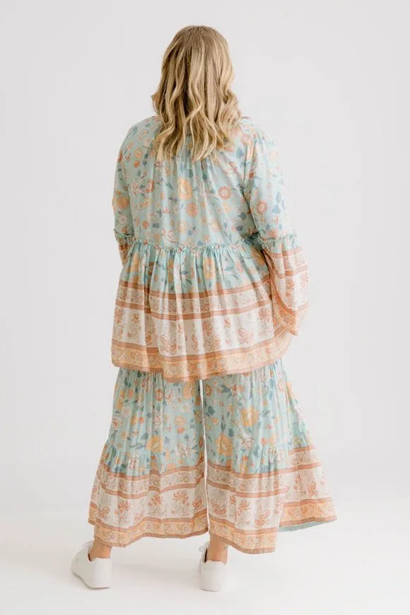 Clover Print Pant - Sea Green
