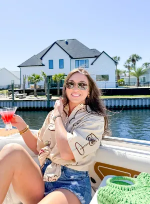 Cocktail Hour Button Up Top