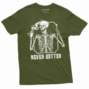 Coffee and Skeleton Halloween funny T-shirt Mens Womens Unsiex tee Coffee tea drinking Costume