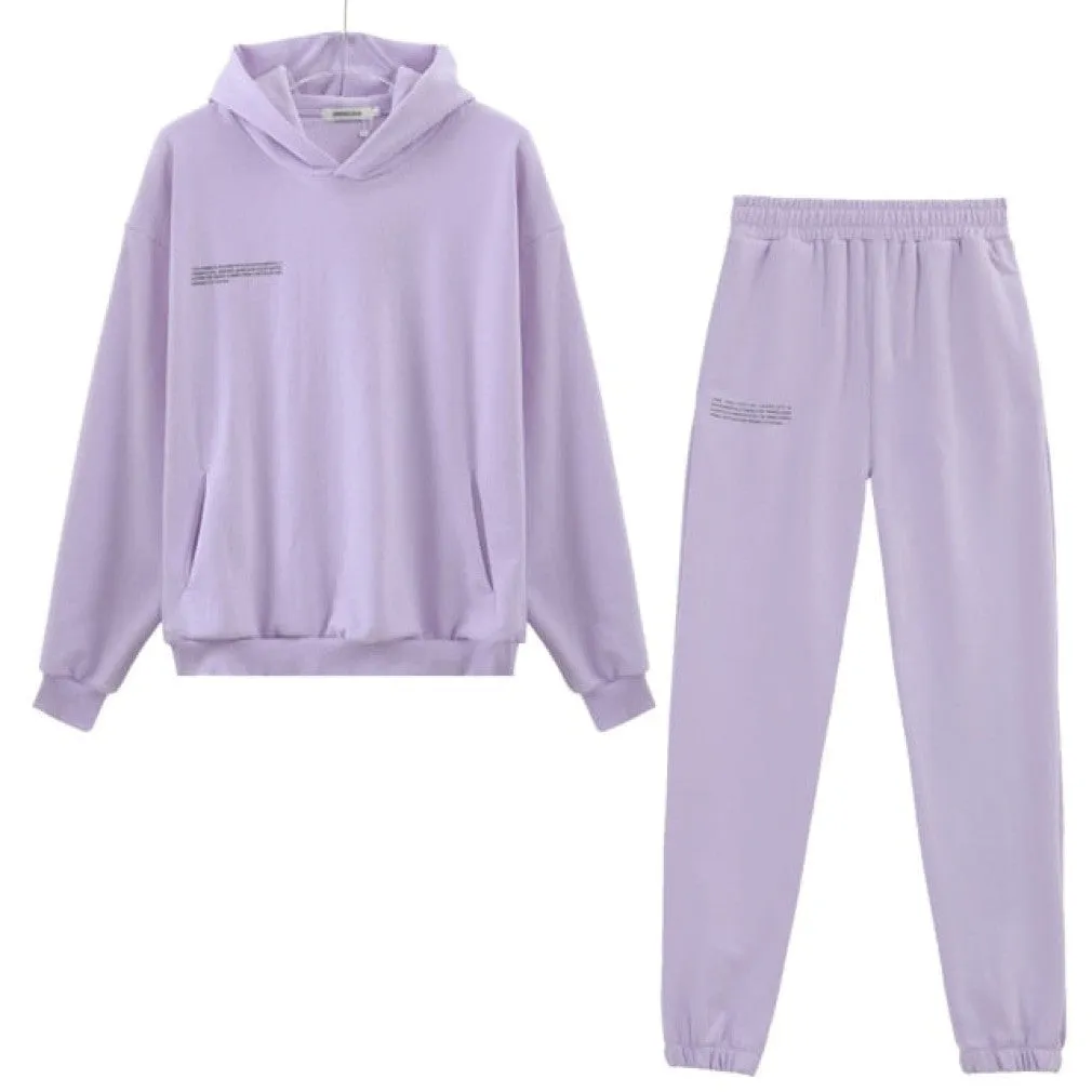 ContiNent 33 100% Cotton Solid Hoodies Sets Track Pants Women Hooded Sweatshirts Female Pullover Two Pieces Suits