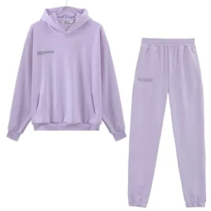 ContiNent 33 100% Cotton Solid Hoodies Sets Track Pants Women Hooded Sweatshirts Female Pullover Two Pieces Suits