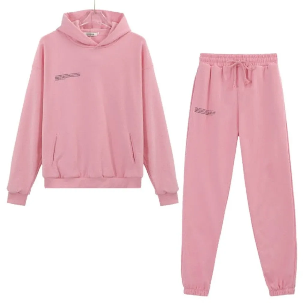 ContiNent 33 100% Cotton Solid Hoodies Sets Track Pants Women Hooded Sweatshirts Female Pullover Two Pieces Suits