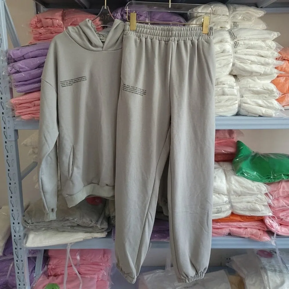 ContiNent 33 100% Cotton Solid Hoodies Sets Track Pants Women Hooded Sweatshirts Female Pullover Two Pieces Suits