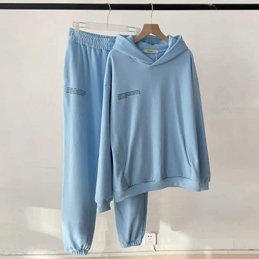 ContiNent 33 100% Cotton Solid Hoodies Sets Track Pants Women Hooded Sweatshirts Female Pullover Two Pieces Suits