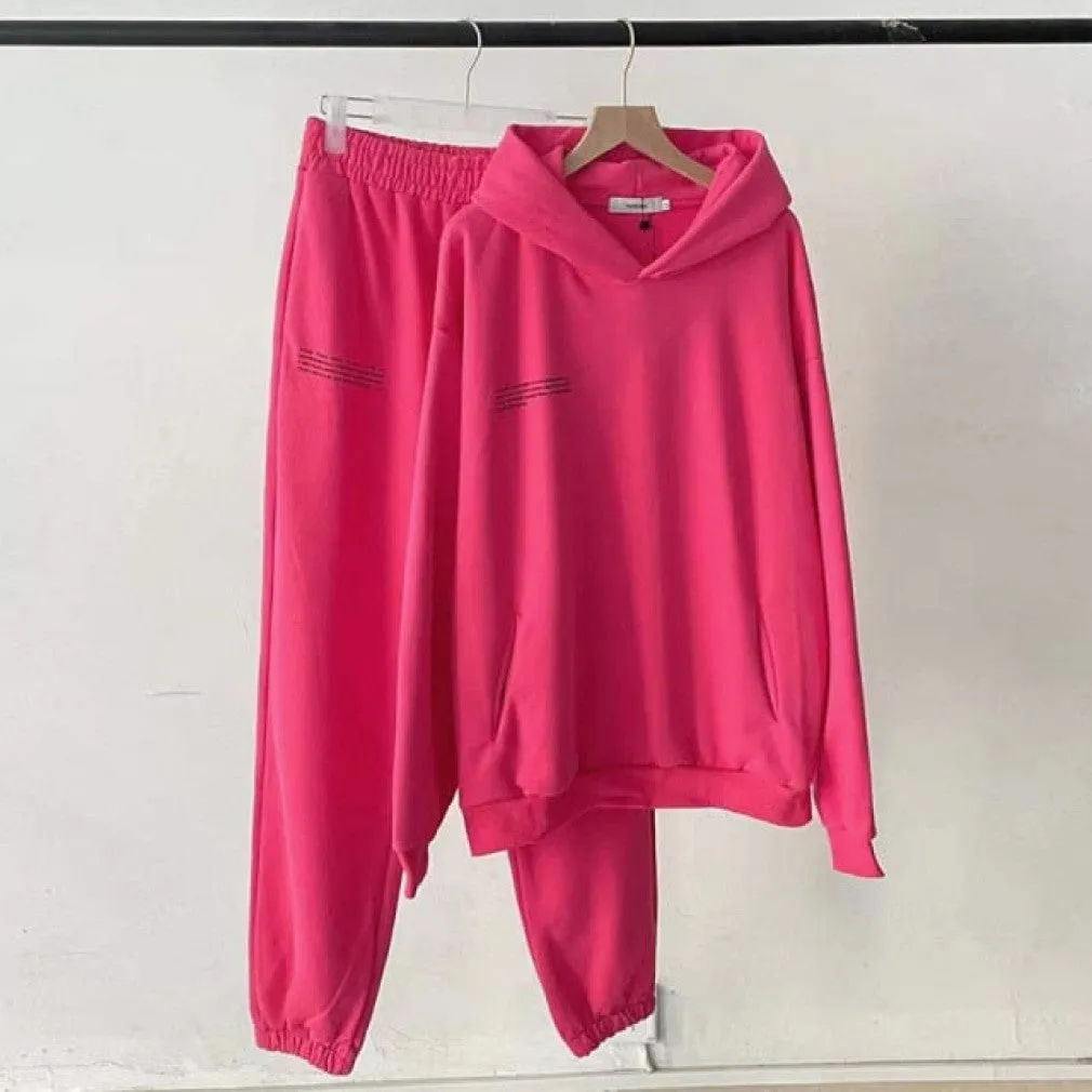 ContiNent 33 100% Cotton Solid Hoodies Sets Track Pants Women Hooded Sweatshirts Female Pullover Two Pieces Suits