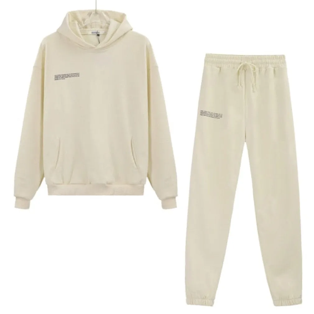 ContiNent 33 100% Cotton Solid Hoodies Sets Track Pants Women Hooded Sweatshirts Female Pullover Two Pieces Suits