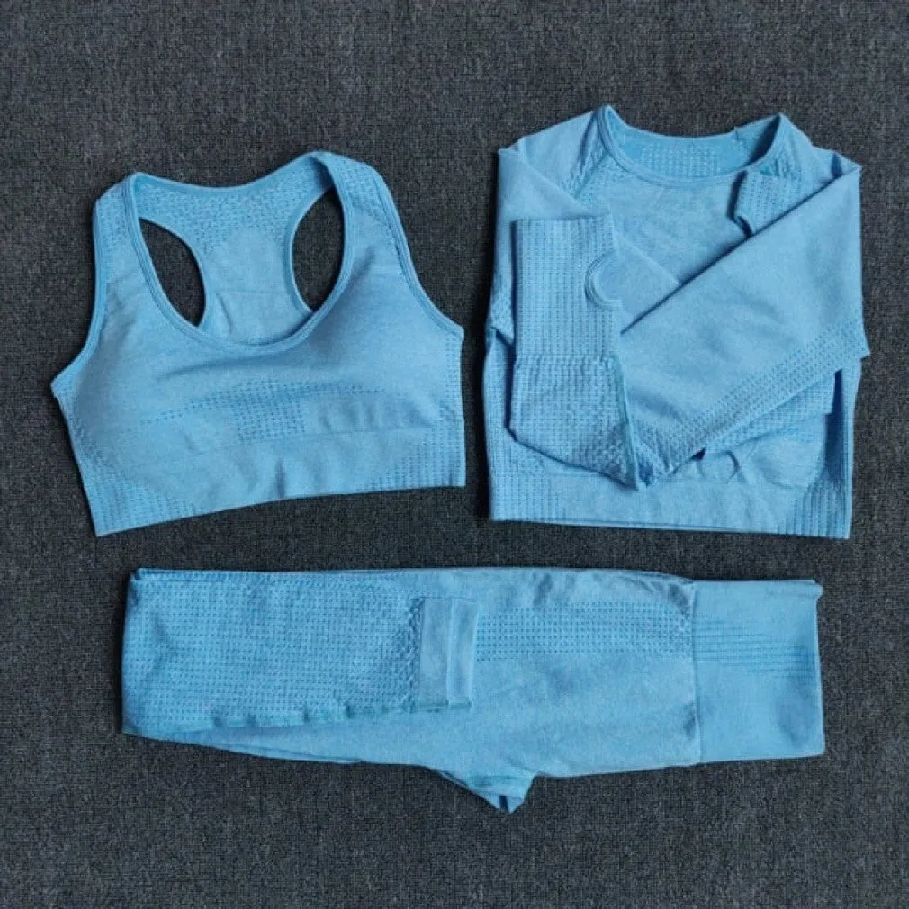 ContiNent 33 2/3/5PCS Seamless Women Yoga Set Workout Sportswear Gym Clothing Fitness Long Sleeve Crop Top High Waist Leggings Sports Suits