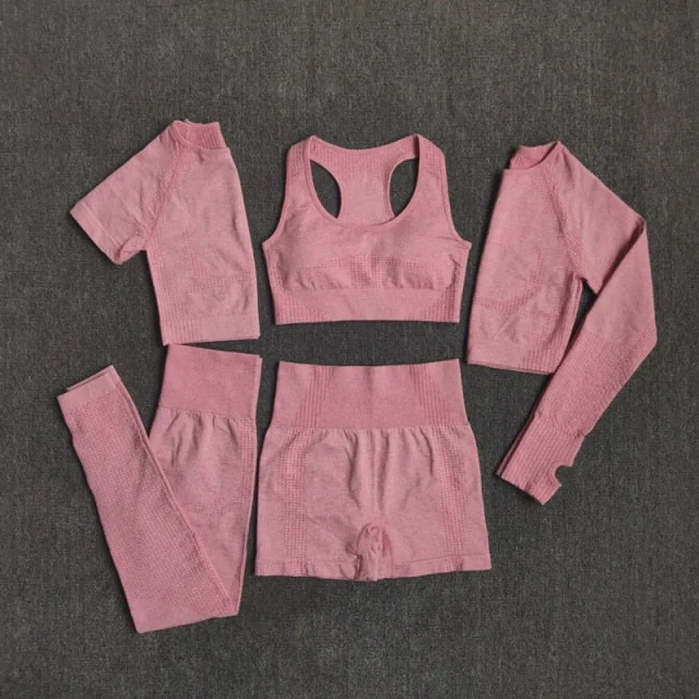 ContiNent 33 2/3/5PCS Seamless Women Yoga Set Workout Sportswear Gym Clothing Fitness Long Sleeve Crop Top High Waist Leggings Sports Suits