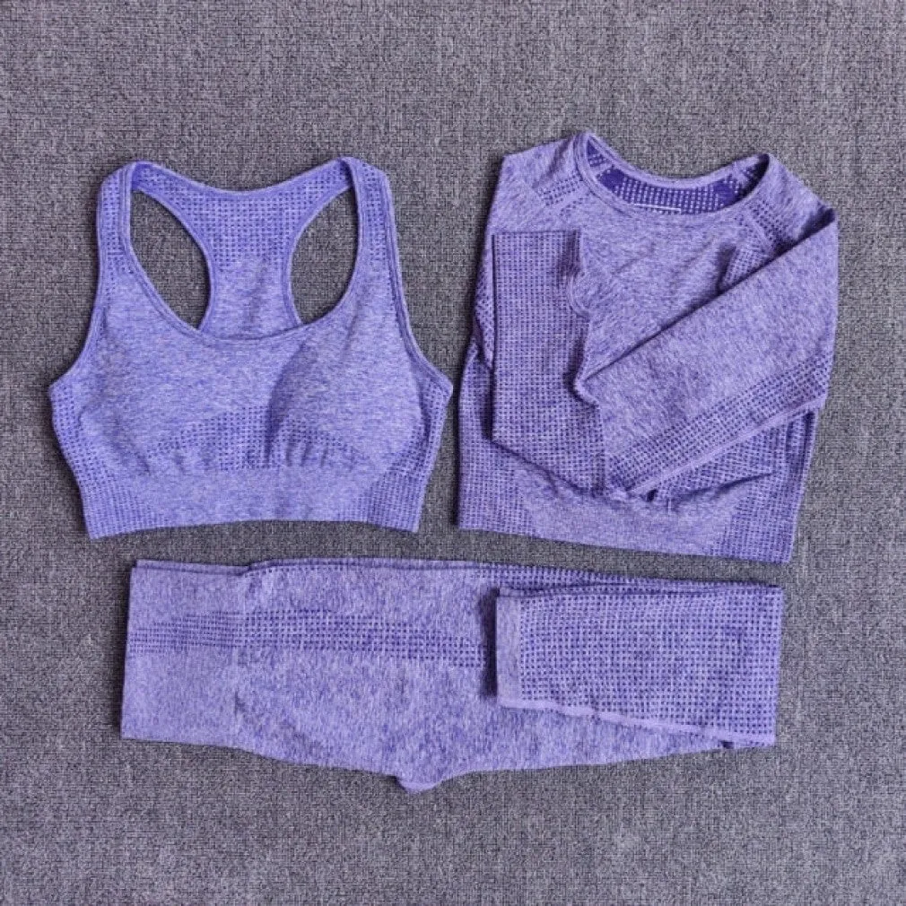 ContiNent 33 2/3/5PCS Seamless Women Yoga Set Workout Sportswear Gym Clothing Fitness Long Sleeve Crop Top High Waist Leggings Sports Suits