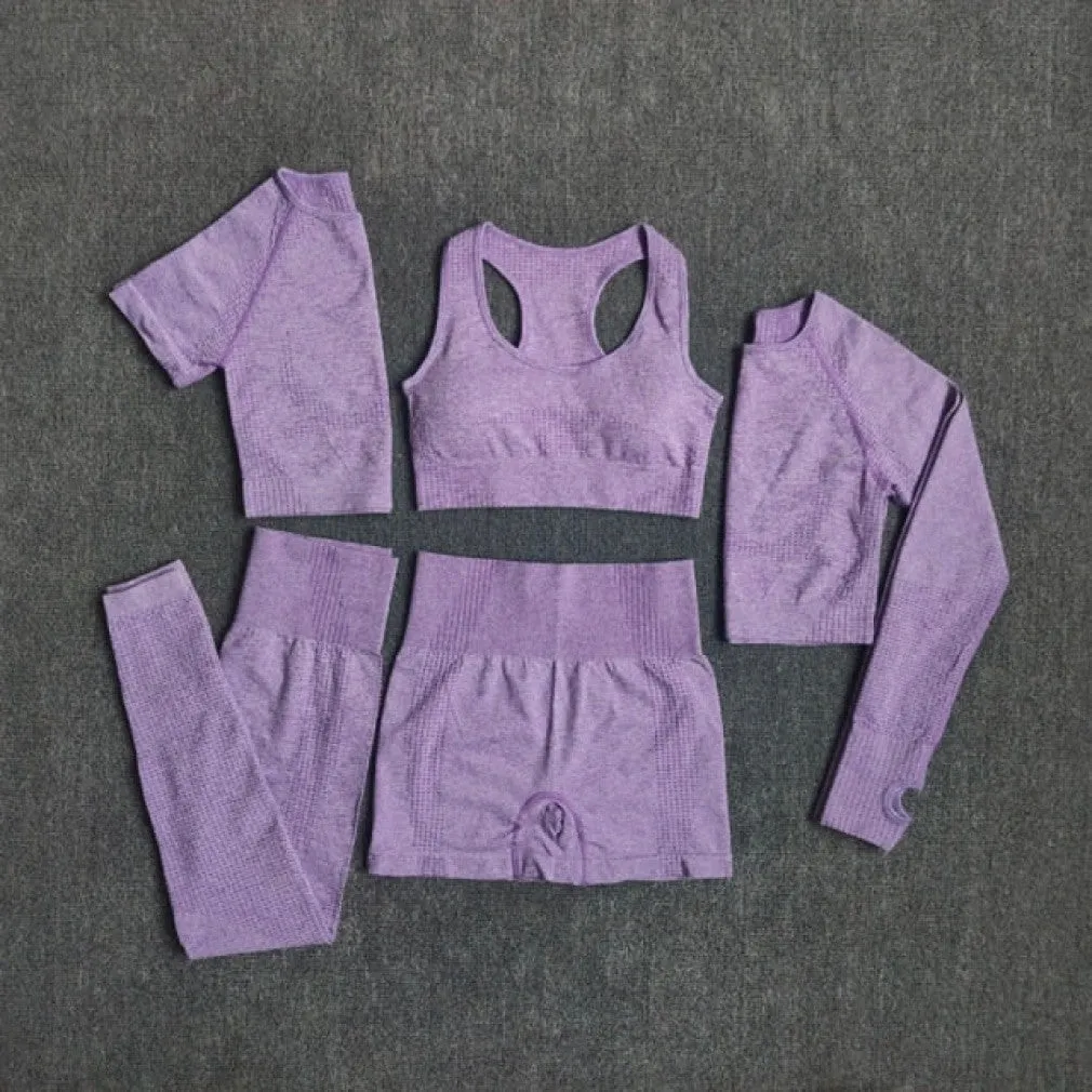 ContiNent 33 2/3/5PCS Seamless Women Yoga Set Workout Sportswear Gym Clothing Fitness Long Sleeve Crop Top High Waist Leggings Sports Suits