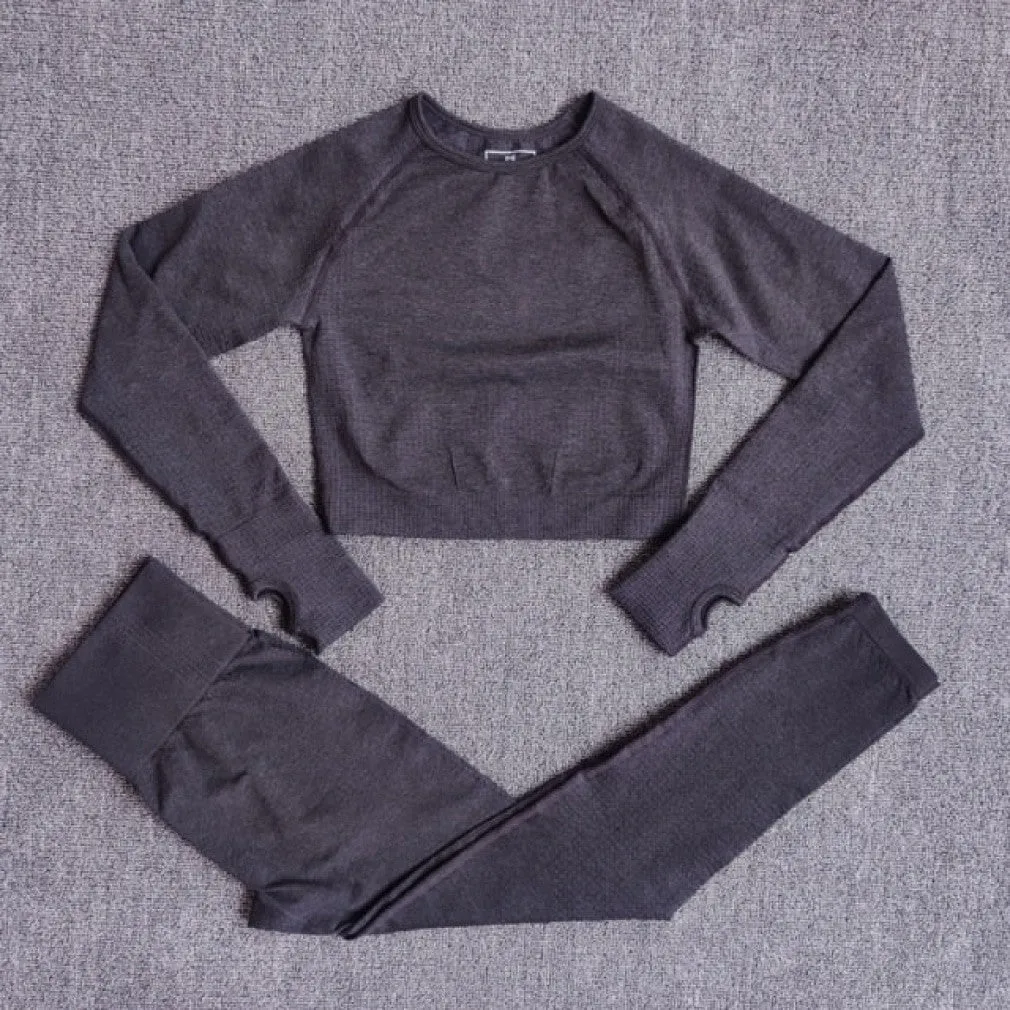 ContiNent 33 2/3/5PCS Seamless Women Yoga Set Workout Sportswear Gym Clothing Fitness Long Sleeve Crop Top High Waist Leggings Sports Suits