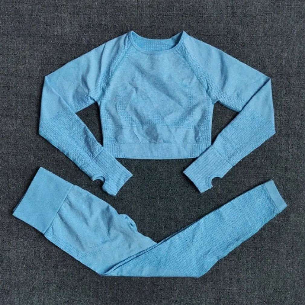 ContiNent 33 2/3/5PCS Seamless Women Yoga Set Workout Sportswear Gym Clothing Fitness Long Sleeve Crop Top High Waist Leggings Sports Suits