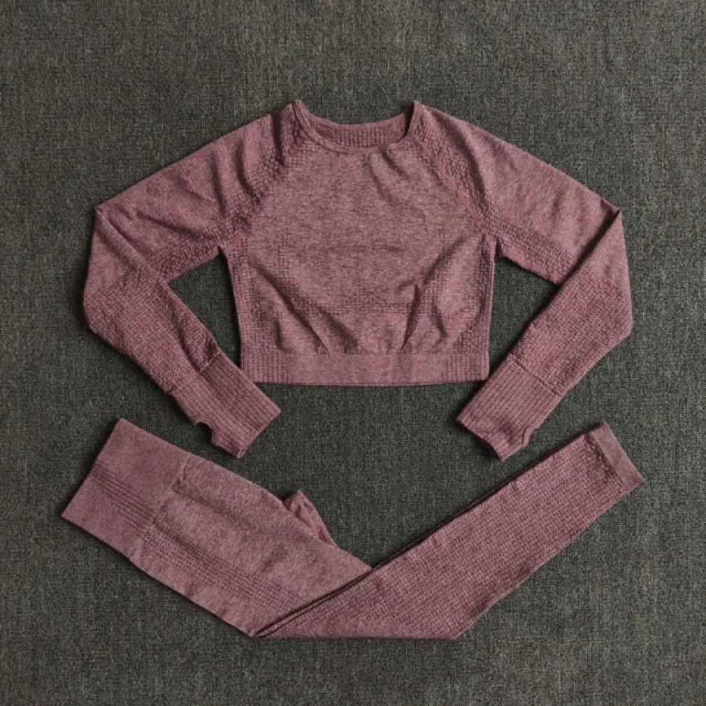 ContiNent 33 2/3/5PCS Seamless Women Yoga Set Workout Sportswear Gym Clothing Fitness Long Sleeve Crop Top High Waist Leggings Sports Suits