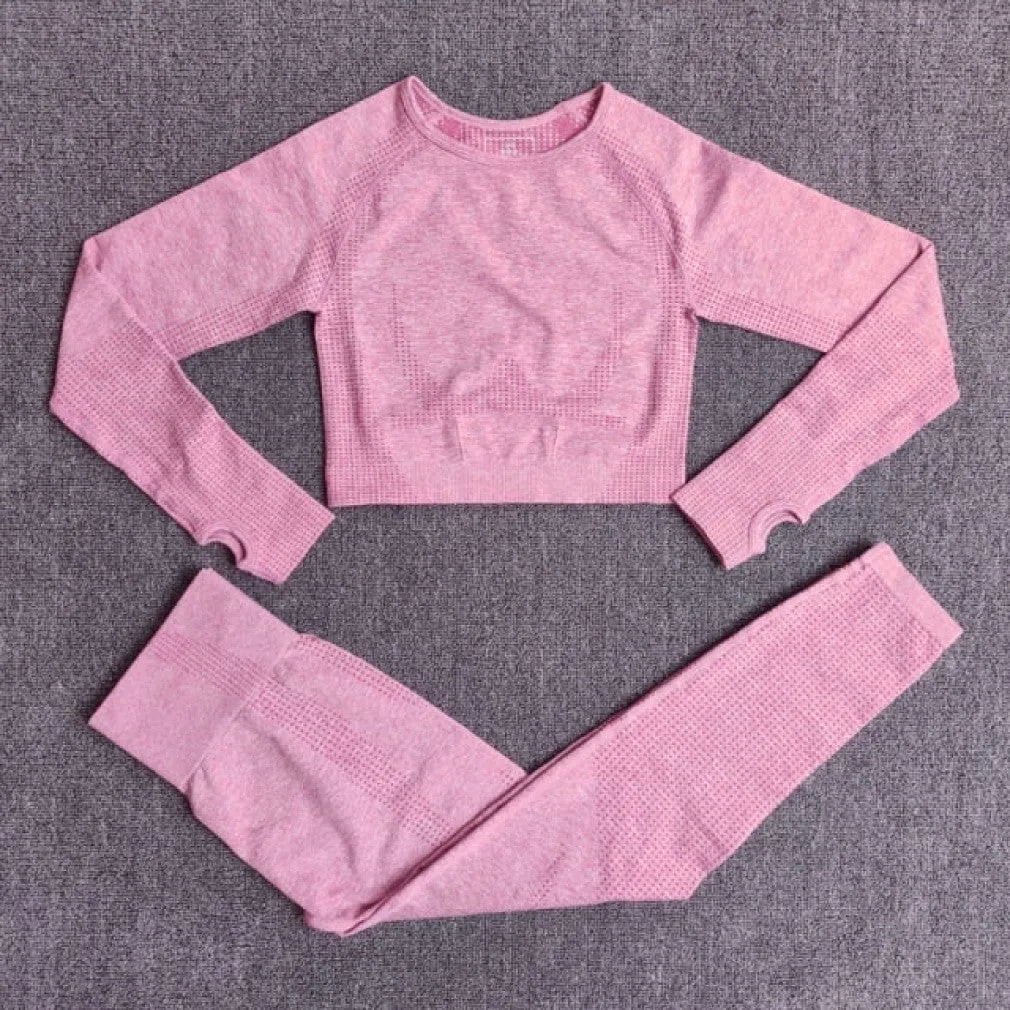 ContiNent 33 2/3/5PCS Seamless Women Yoga Set Workout Sportswear Gym Clothing Fitness Long Sleeve Crop Top High Waist Leggings Sports Suits