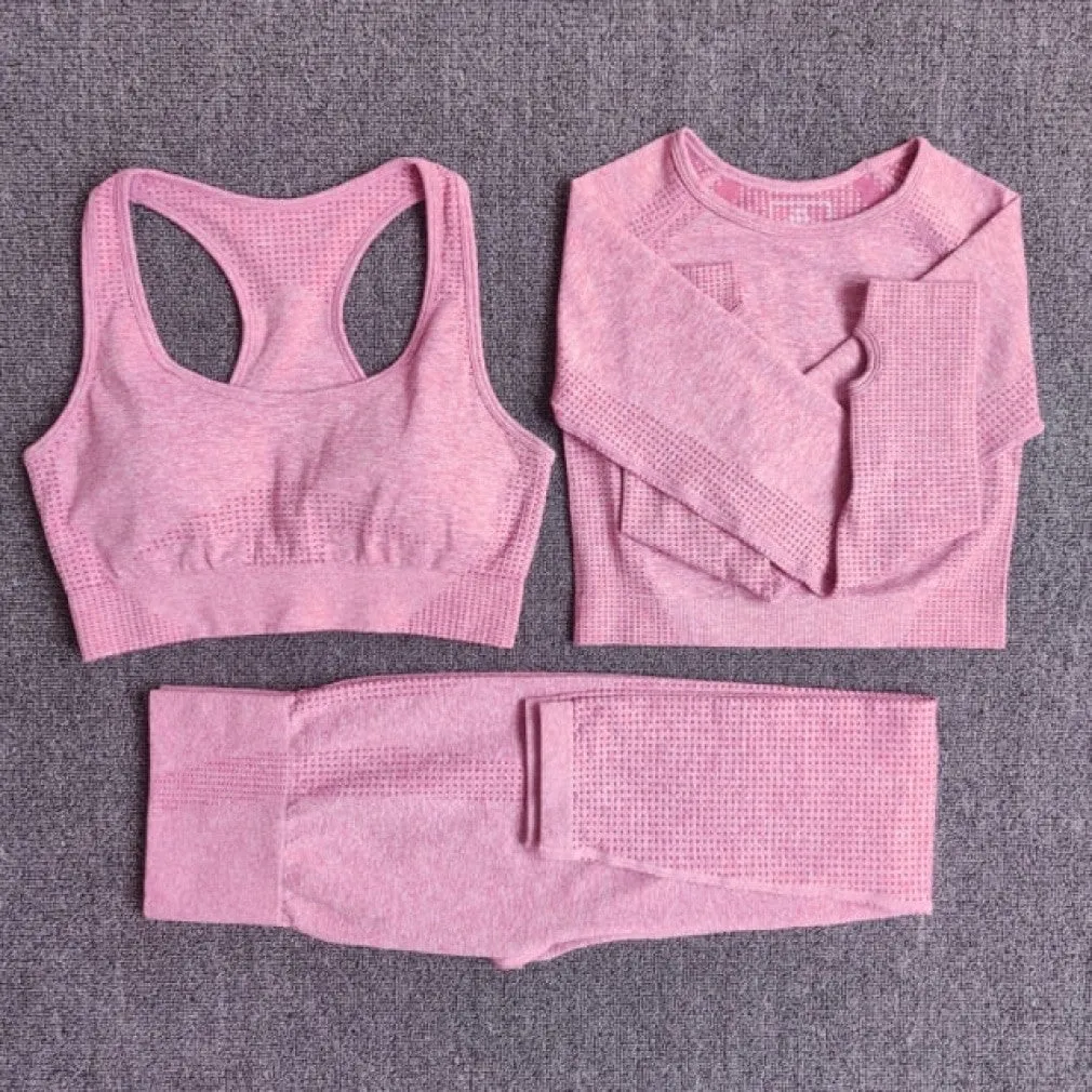 ContiNent 33 2/3/5PCS Seamless Women Yoga Set Workout Sportswear Gym Clothing Fitness Long Sleeve Crop Top High Waist Leggings Sports Suits