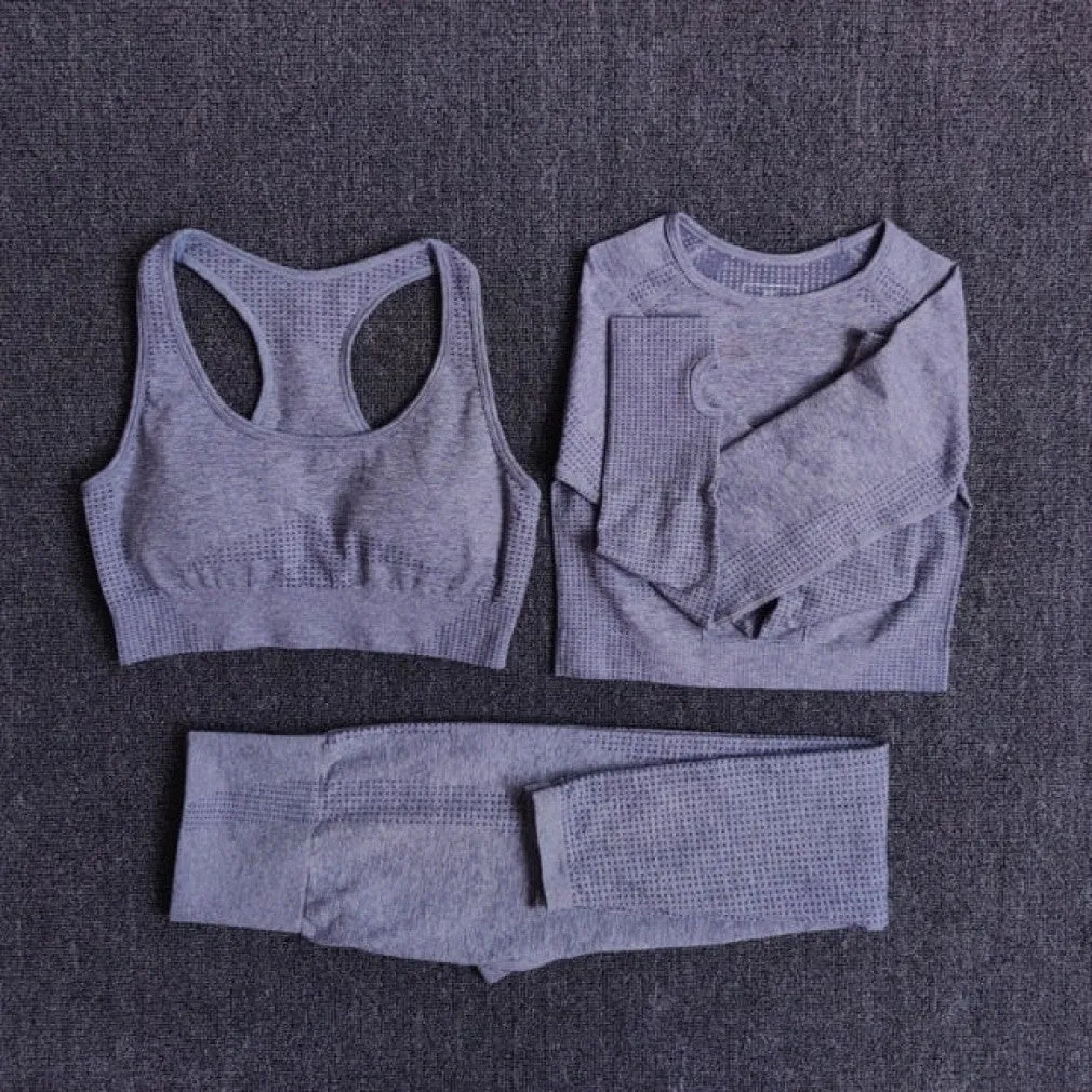 ContiNent 33 2/3/5PCS Seamless Women Yoga Set Workout Sportswear Gym Clothing Fitness Long Sleeve Crop Top High Waist Leggings Sports Suits