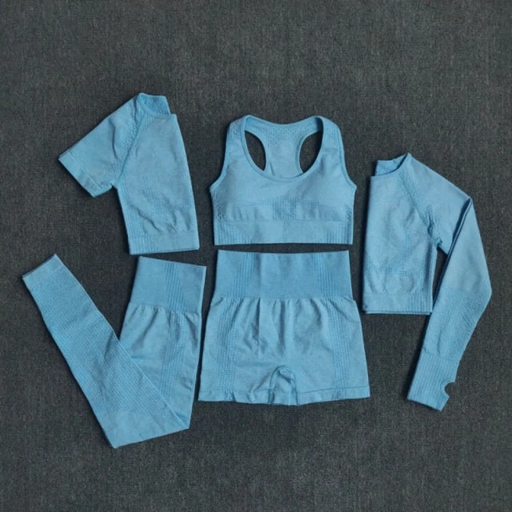 ContiNent 33 2/3/5PCS Seamless Women Yoga Set Workout Sportswear Gym Clothing Fitness Long Sleeve Crop Top High Waist Leggings Sports Suits
