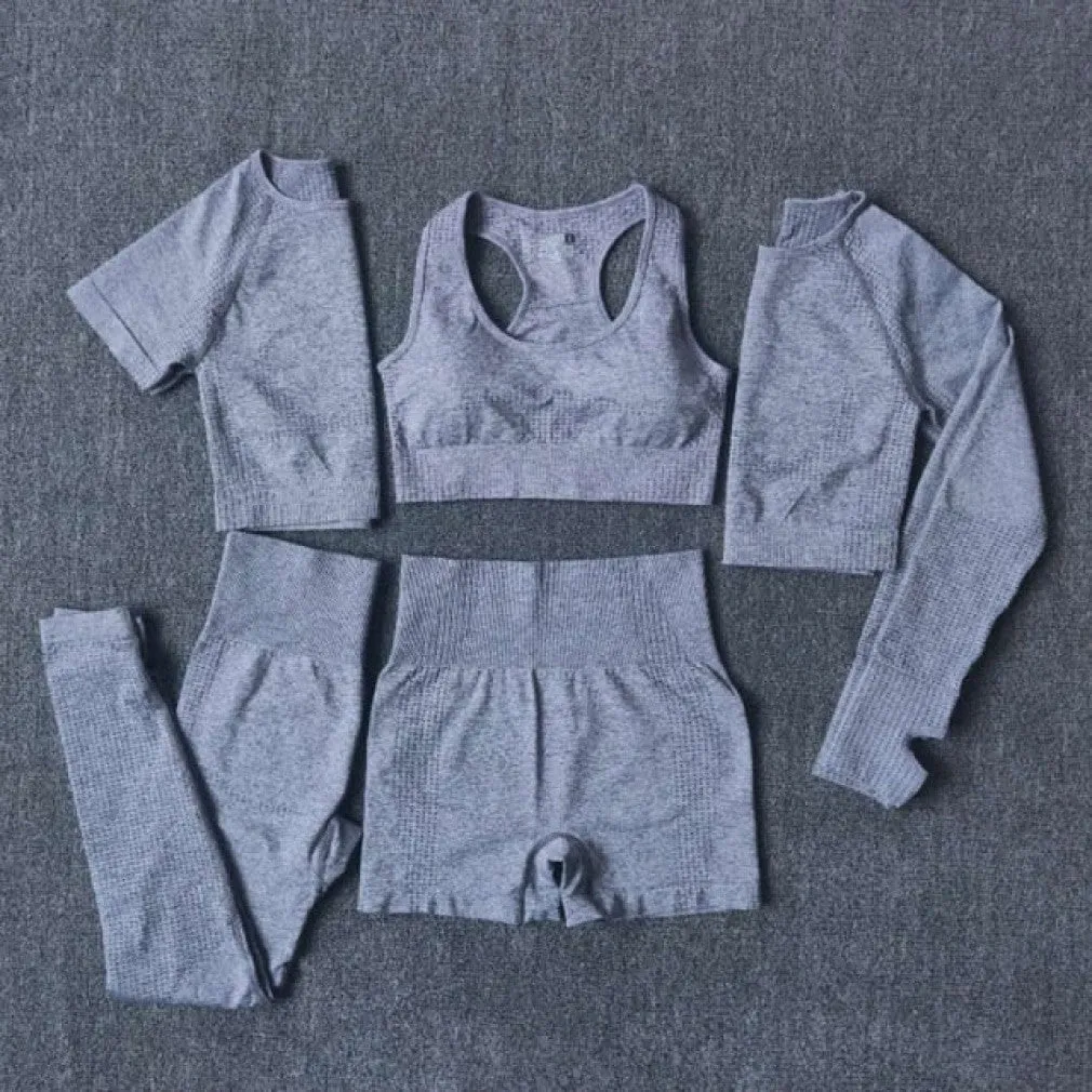 ContiNent 33 2/3/5PCS Seamless Women Yoga Set Workout Sportswear Gym Clothing Fitness Long Sleeve Crop Top High Waist Leggings Sports Suits