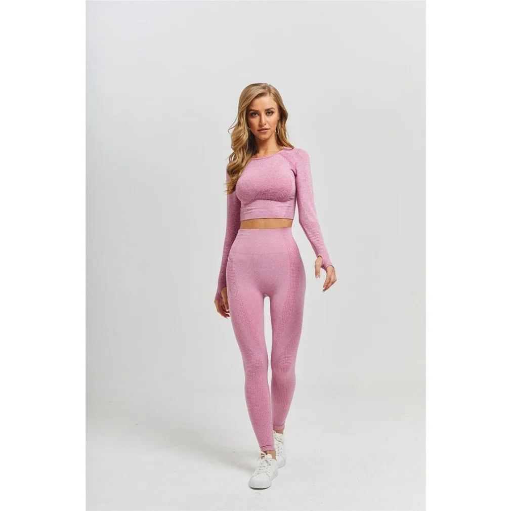 ContiNent 33 2/3/5PCS Seamless Women Yoga Set Workout Sportswear Gym Clothing Fitness Long Sleeve Crop Top High Waist Leggings Sports Suits