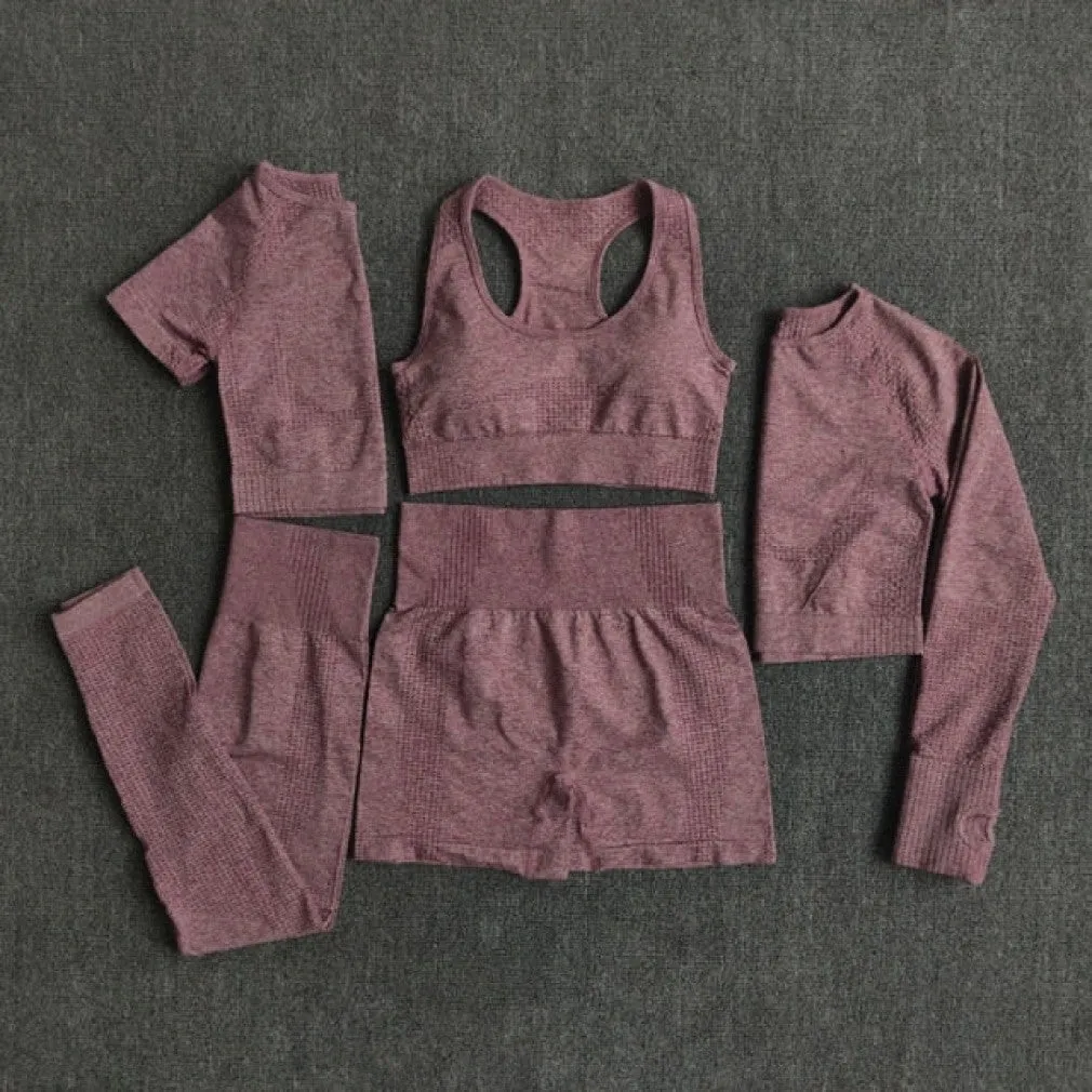 ContiNent 33 2/3/5PCS Seamless Women Yoga Set Workout Sportswear Gym Clothing Fitness Long Sleeve Crop Top High Waist Leggings Sports Suits
