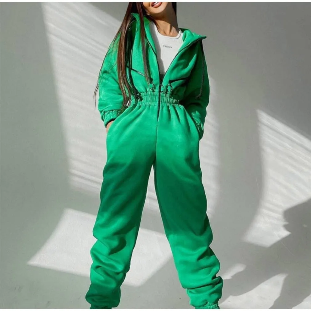 ContiNent 33 Casual Women Basic Hoodie Two Piece Sets Zipper Drawstring Jacket Outerwear And Elastic Pencil Pant Suit Autumn Winter Tracksuit