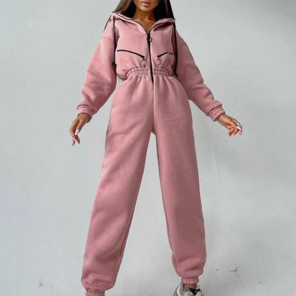 ContiNent 33 Casual Women Basic Hoodie Two Piece Sets Zipper Drawstring Jacket Outerwear And Elastic Pencil Pant Suit Autumn Winter Tracksuit
