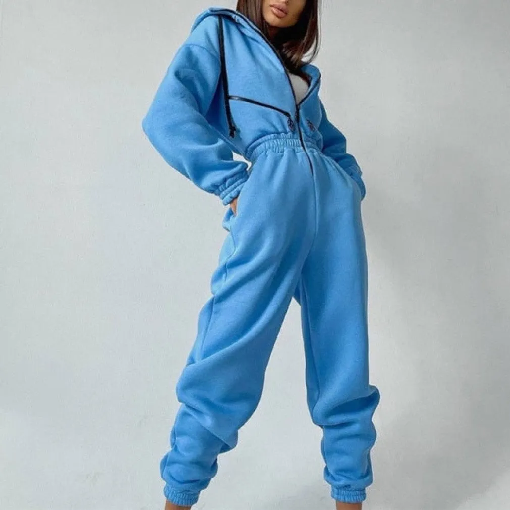 ContiNent 33 Casual Women Basic Hoodie Two Piece Sets Zipper Drawstring Jacket Outerwear And Elastic Pencil Pant Suit Autumn Winter Tracksuit