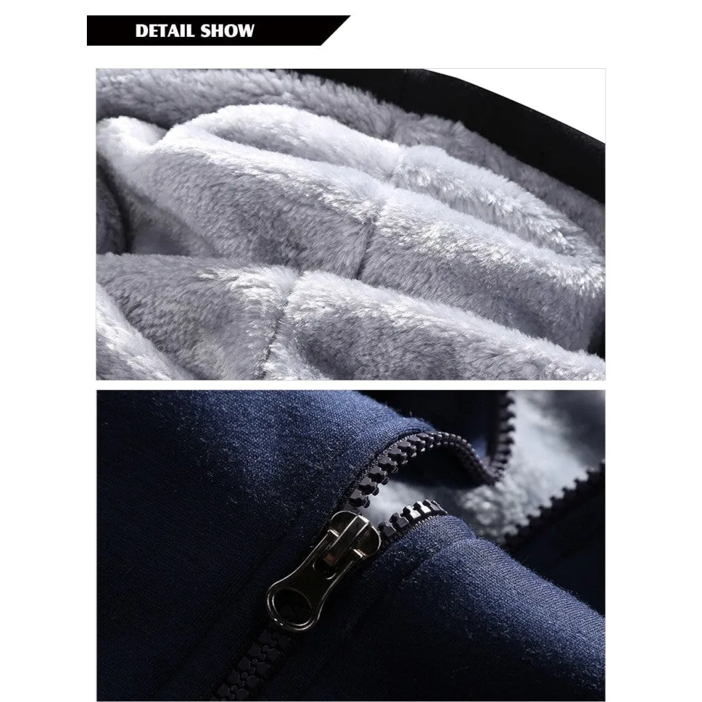 ContiNent 33 Men Set Fashion Brand Tracksuit Lined Thick Sweatshirt   Pants Sportswear Suit Male Winter Warm Hooded Outerwear Suit