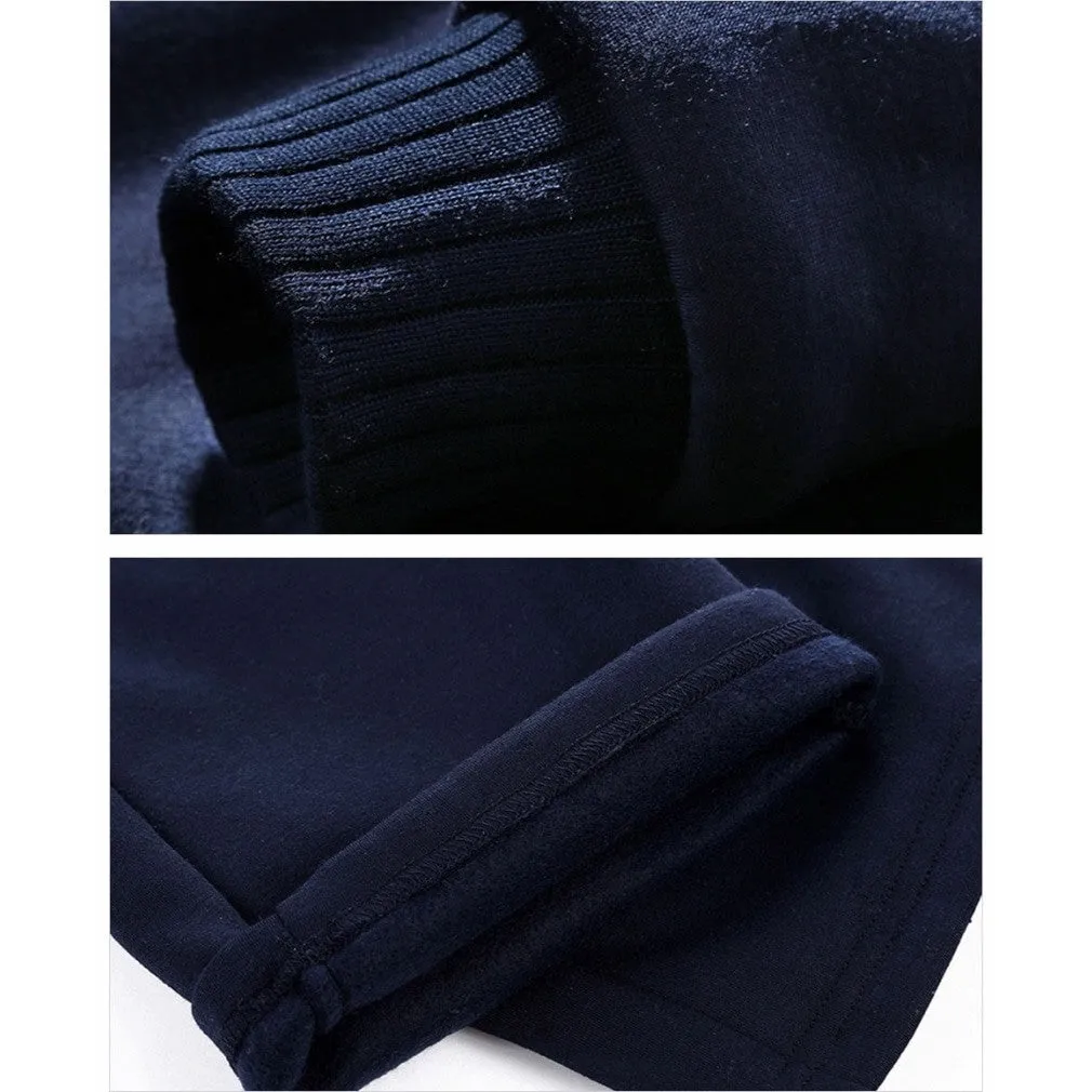 ContiNent 33 Men Set Fashion Brand Tracksuit Lined Thick Sweatshirt   Pants Sportswear Suit Male Winter Warm Hooded Outerwear Suit